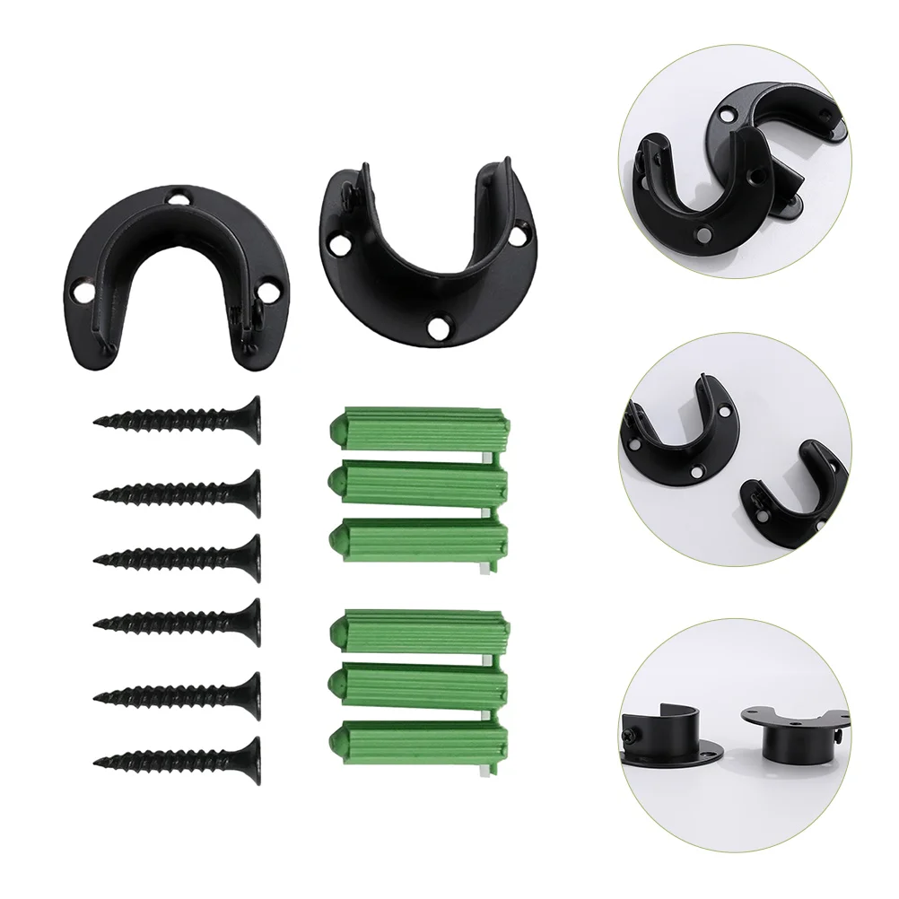 

2 Pcs Thicken Stainless Steel Closet Rod Bracket Shower Curtain Holders for Wall Bathroom Kitchen Storage Room Decor