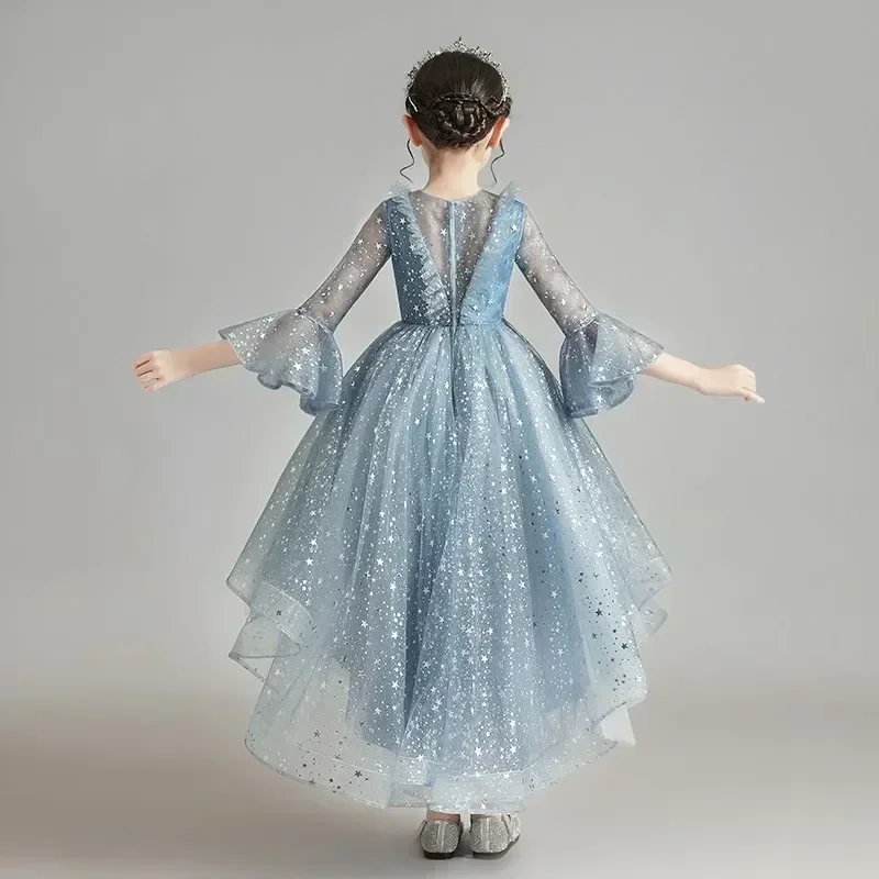 Vestido infantil, vestido de princesa, gasa esponjosa para niña, elegante vestido de novia de niña de las flores, presentador de niña, actuación de