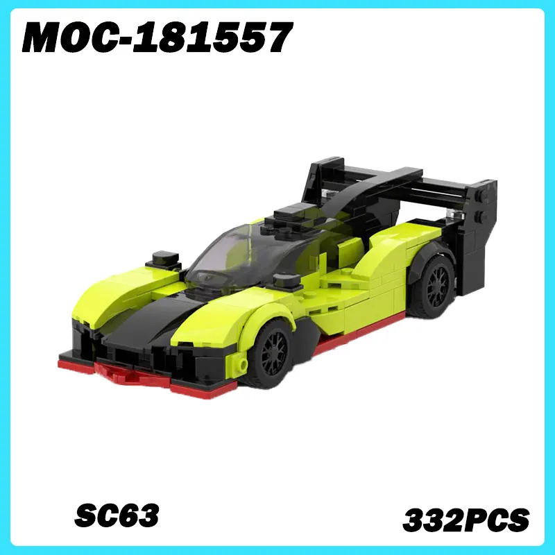 

MOC- 181557 Супер автомобильная серия, зеленые строительные блоки SC63, модель «сделай сам», кирпич, настольное образование, маленькие гранулы, игрушки, подарки на день рождения, 332 шт.