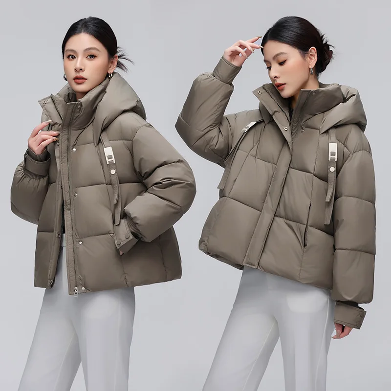 2025 inverno nova moda feminina jaqueta curta solta casaco quente tamanho pequeno puffer