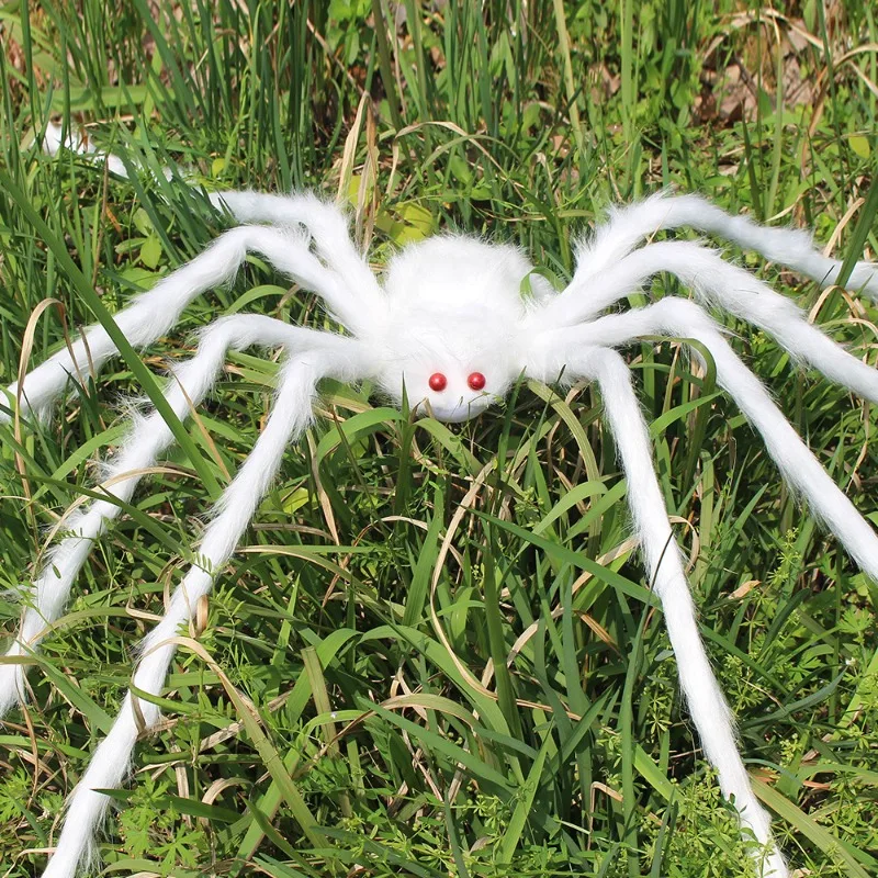 Halloween Black Giant Spider Scary Artificial Plush Spider Home Bar Haunted House Scene Ornaments Props Holiday Outdoor Decors