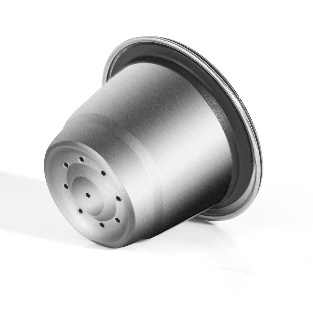 Wiederverwendbare Kaffeekapsel für Nespresso Espresso Crema Cups, nachfüllbare Kaffeepads aus Edelstahl, Filter mit Tamper-Dosierring – Detail 7