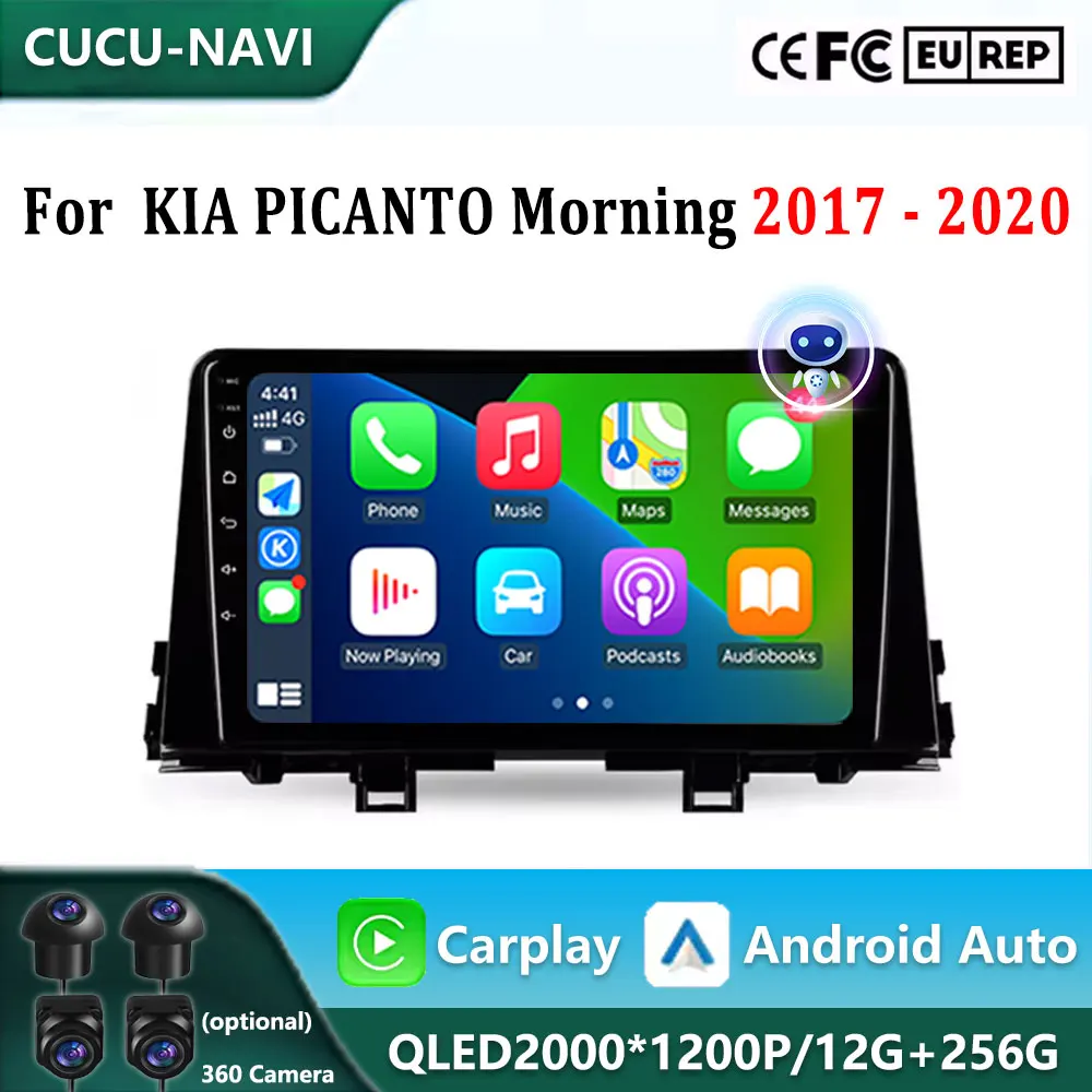 

For KIA PICANTO Morning 2017 2018 2019 2020 Android 14 WIFI+4G LTE Carplay Auto Car Audio RadioMultimedia Video Player GPS DSP