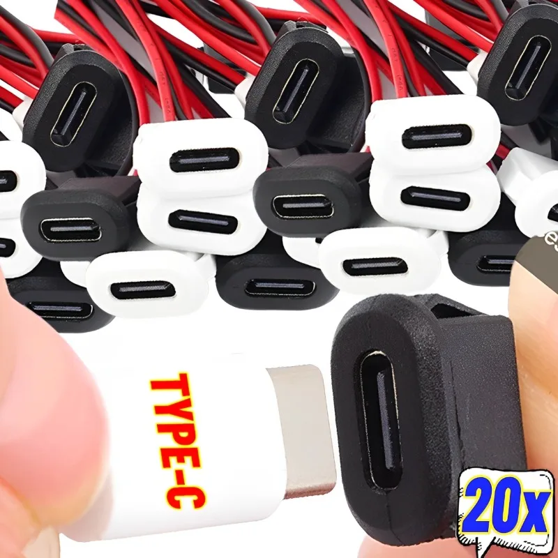 

Type-C Female Chassis Waterproof 2P Wire Type USB C Pigtail Cable Extension Power Cable USB-C Plug To 2 Pin Bare Wire Open