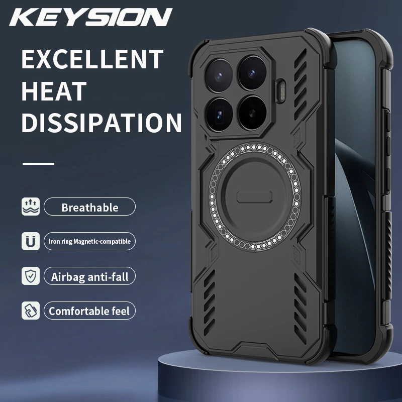KEYSION Hohlraum-Wärmeableitungshülle für Xiaomi 17T Pro 5G, Silikon+PC, magnetische, kühlende, stoßfeste Handyhülle für Xiaomi 17T 5G
