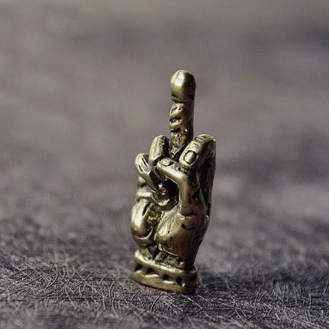 Brass Hand Middle Finger Up Keychain Trinket Hanging Ornament