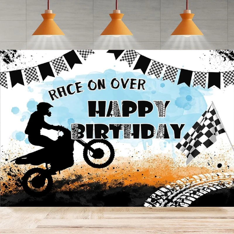 

Photography Backdrop Race On Over Motocross Racing Background Birthday Party Decor Extreme Sports Boys Dirt Bike Bday Banner