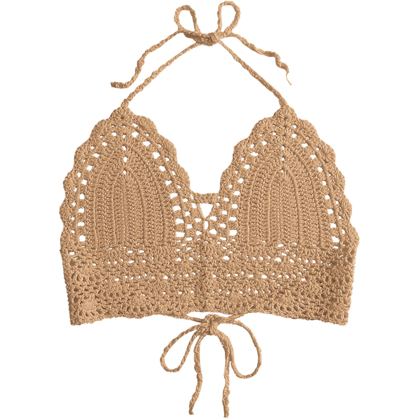 Beach Camisoles Bikini Bralette Halter Cami Knitted Bra Backless Beachwear Tank Top New Sexy Bikini Crop Top Women Crochet Boho