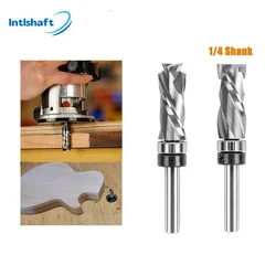 Intlshaft Solid Compression Flush Trim Router Bit 1/4 Inch Shank Top Bearing Spiral Pattern Plunge Flush Trim Router Bit