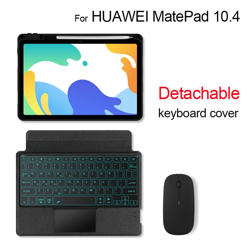 

Removable Magnetic Keyboard Case For Huawei MatePad 10.4" 2020 2022 Tablet Hebrew Portuguese Russian Arabic Spanish German AZERT