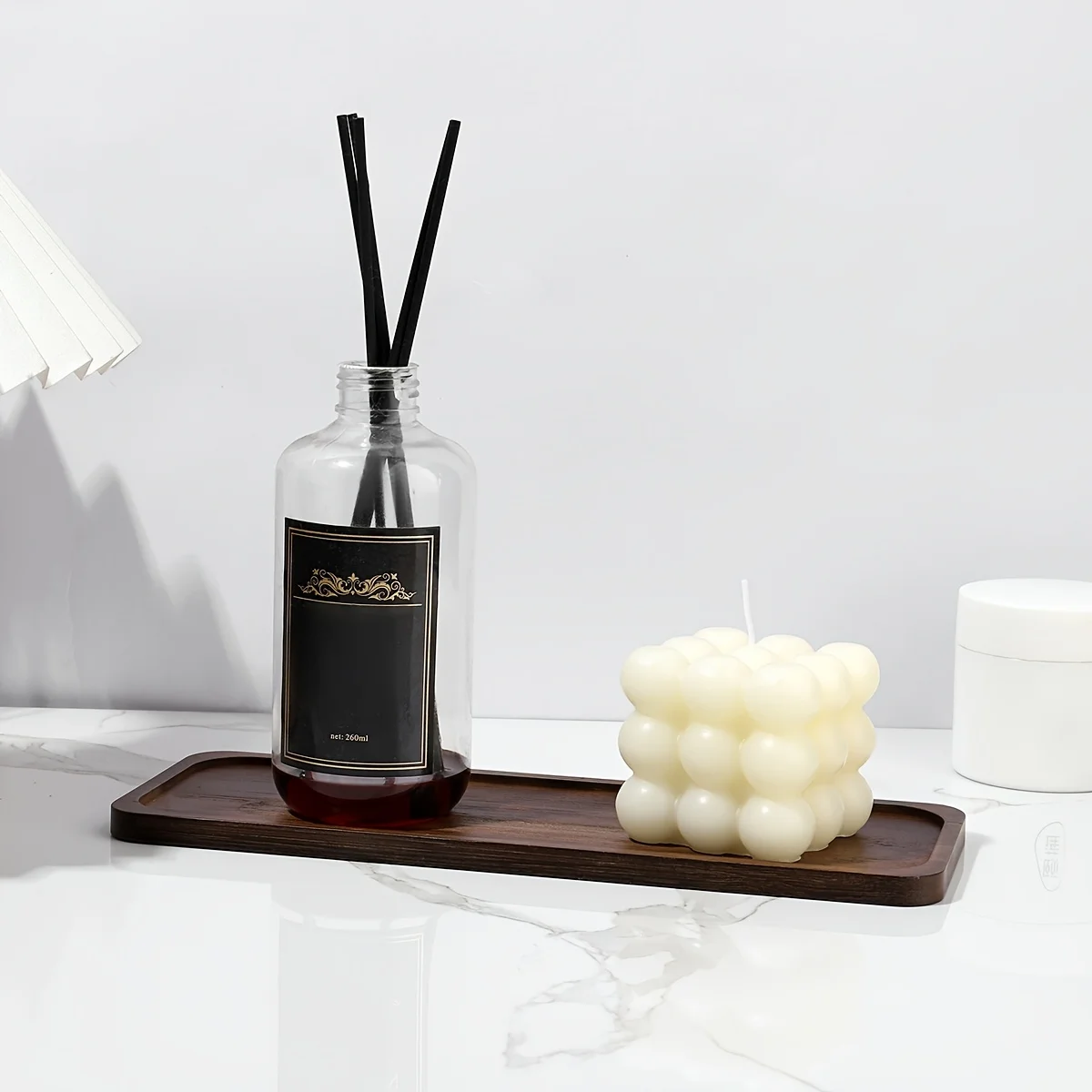 Vanity Trays Bathroom Counter Trays, Bamboo Soap Dispenser Tray Multi Use Bathroom Organizer for Perfume Candle  Jewelry