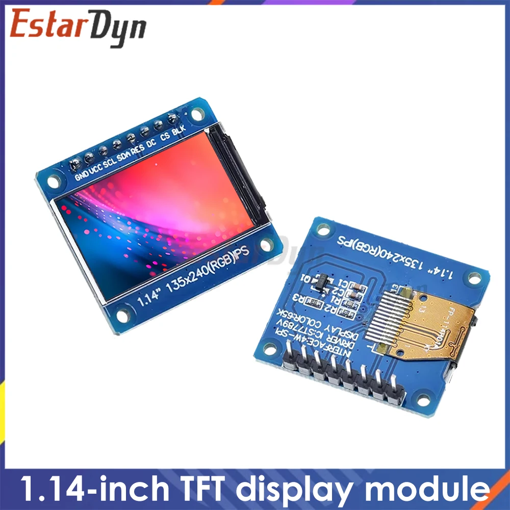1.14 Inch IPS LCD Display 135x240 SPI ST7789, 65K Color TFT Screen Module for Raspberry Pi ESP32 STM32 DIY Projects