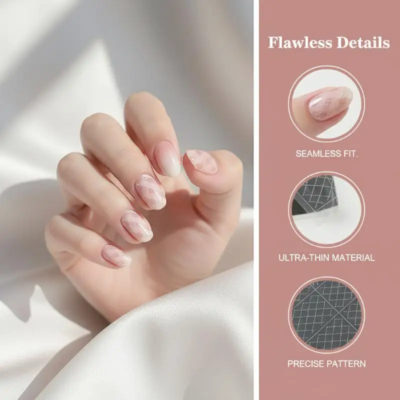 

French Stripe Rhombus Hollow Out Nail Art Stickers Template Stamp Manicure Decals Nail Charm Decoration DIY