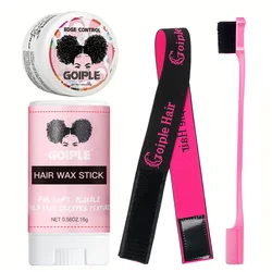 GOIPLE Edge Control Wax Set Edge Gel for Long Lasting Hold All Baby Hairs Pomade for Tame Flyaways Hair Elastic Band Comb 4pcs