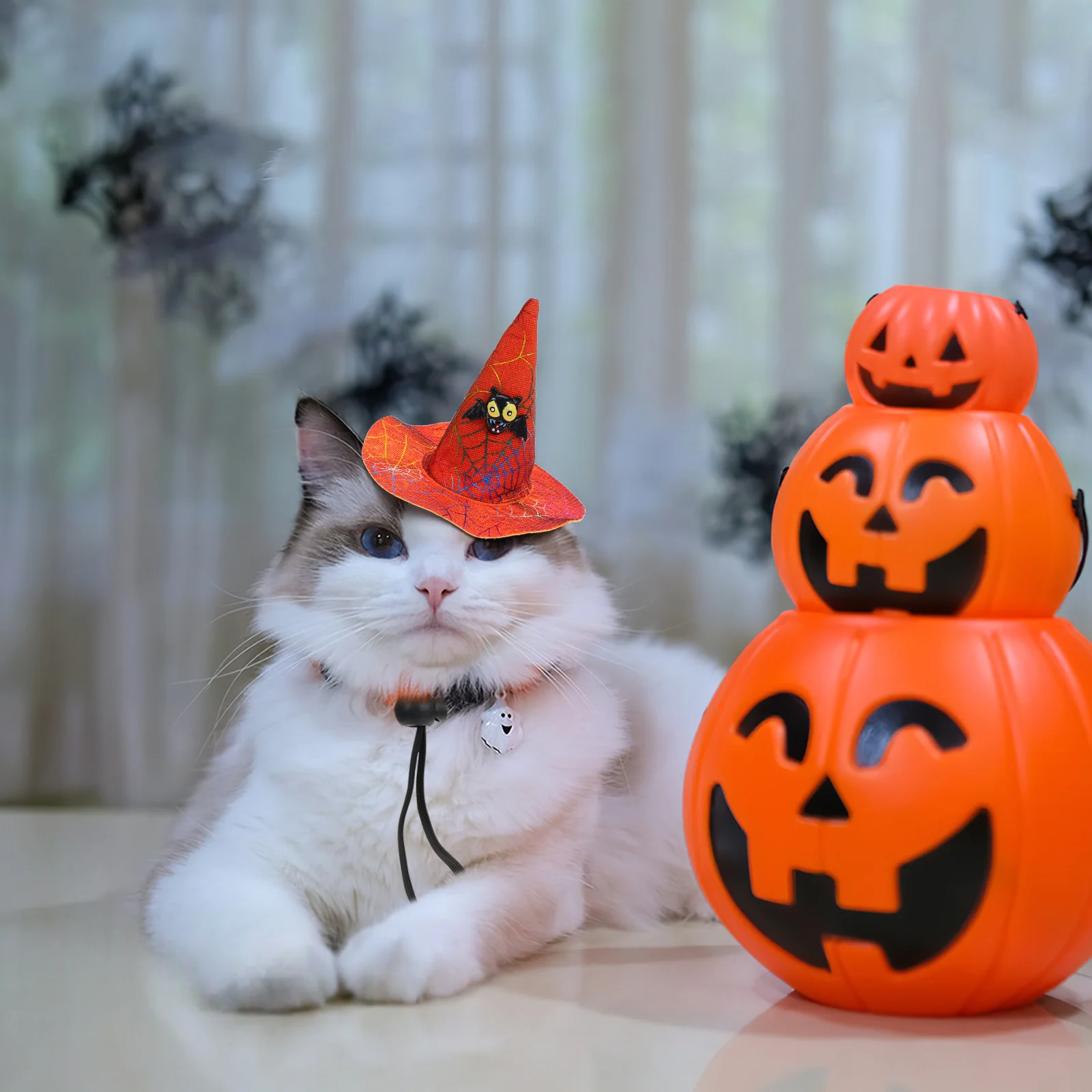 

2Pcs Halloween Pumpkin Bat Pet Hat Cute Stylish Costume for Cat Dog Party Cosplay Pet Halloween Hat Costume Dog