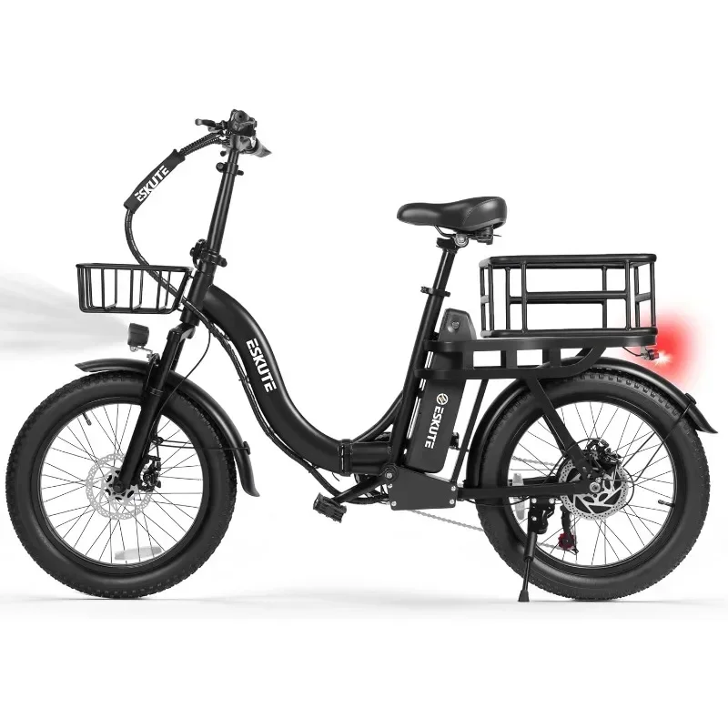 

1200W Peak Folding Electric Bike for Adults, 28MPH 48V 10.4Ah Removable Battery, 55-Mile Range, 20"x3" Fat Tire, Step-Thru Ebike