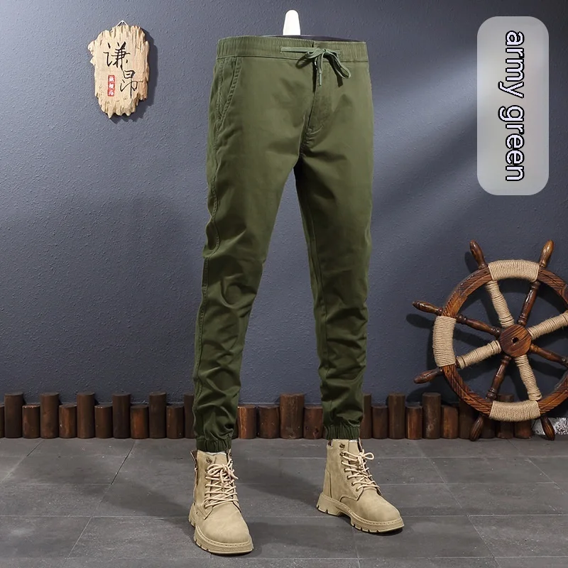 

2024 Spring Festival New Fashionable Gray Stretch Slim-Fitting Ankle-Tied Overalls Men's Outdoor Tapered Casual Pants