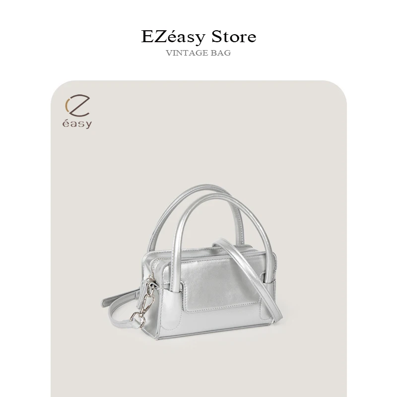 EZeasy Light Luxury Niche Designer Mini Crossbody Bag New Retro Lady Square Handbag Solid Color Vintage Shoulder Bags for Women