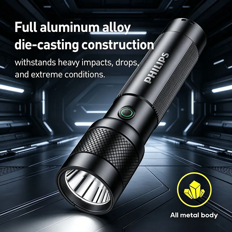 

Philips Sfl2247 Outdoor Flashlight 4-Mode Emergency Lighting Rechargeable High Brightness 120 Minute Camping Light