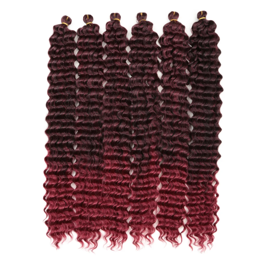 Tresses synthétiques Deep Wave au Crochet, Extensions capillaires pour femmes Blondes russes, 22 pouces, 28 pouces