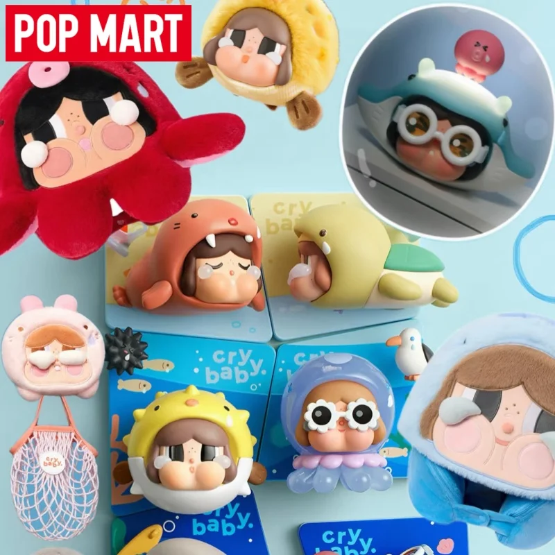 New POP MART Crybaby Cry Me On Ocean Series Blind Box Desk Lamp & Storage Bag & Neck Blanket Doll Girl's Birthday Surprise Gift