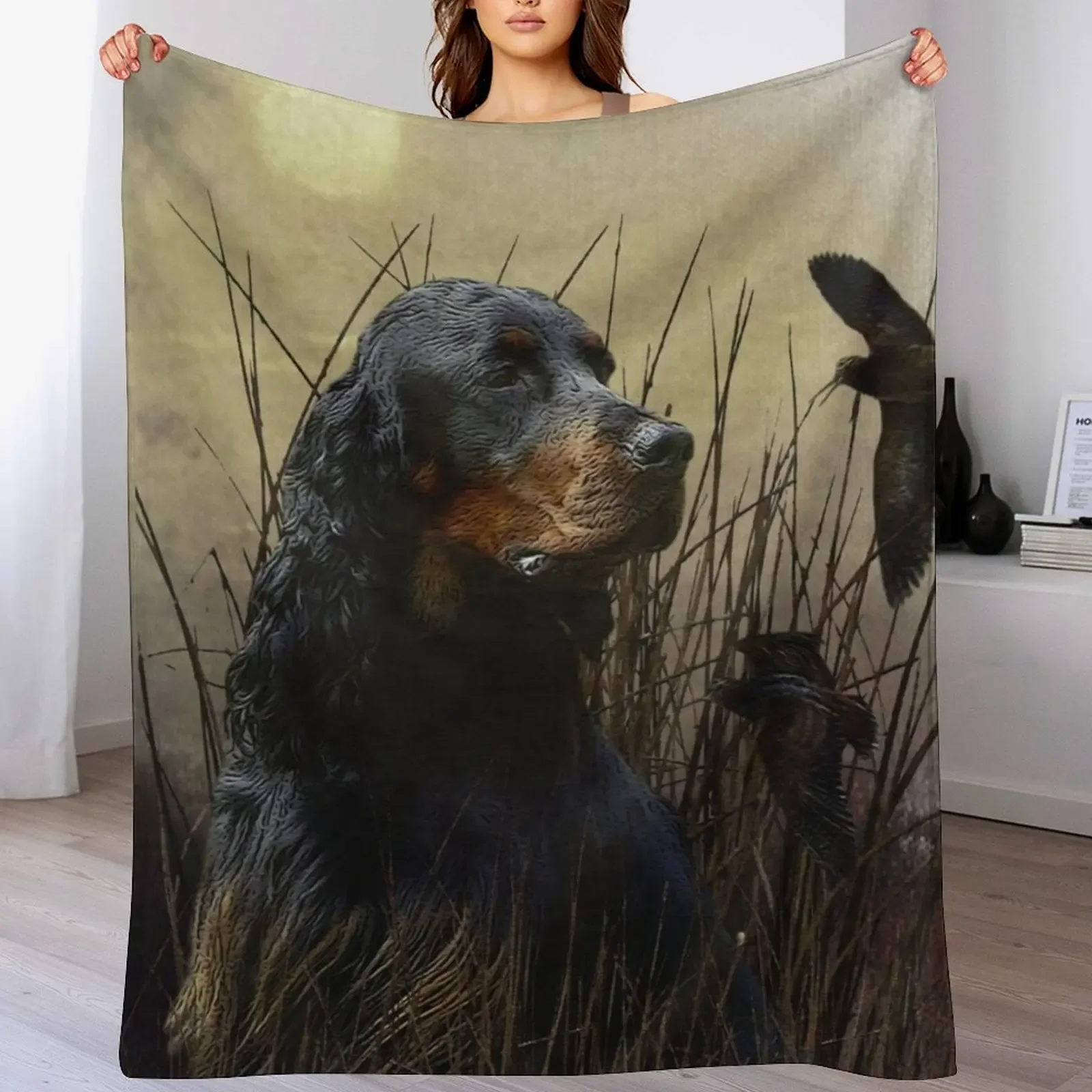 Gordon Setter , Hunting companion Throw Blanket All Season Lightweight Soft Blanket for Bed