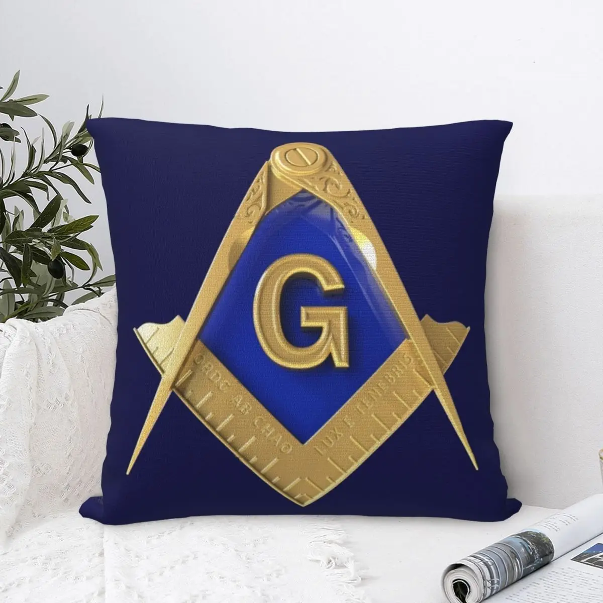 

Freemason Gold Square Square Pillowcase Polyester Pillow Cover Velvet Cushion Decor Comfort Throw Pillow For Home Bedroom