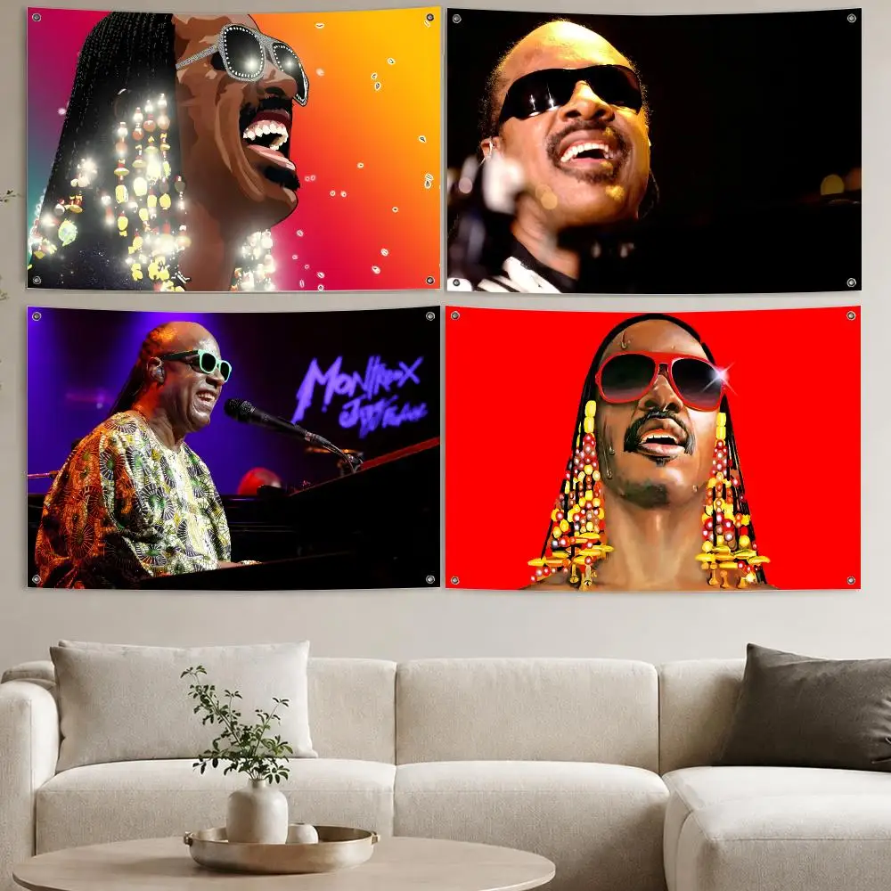 Stevie Wonder Flags Aesthetic Wall Tapestry Printed Wall Hanging Living Room Party Outdoor Decor