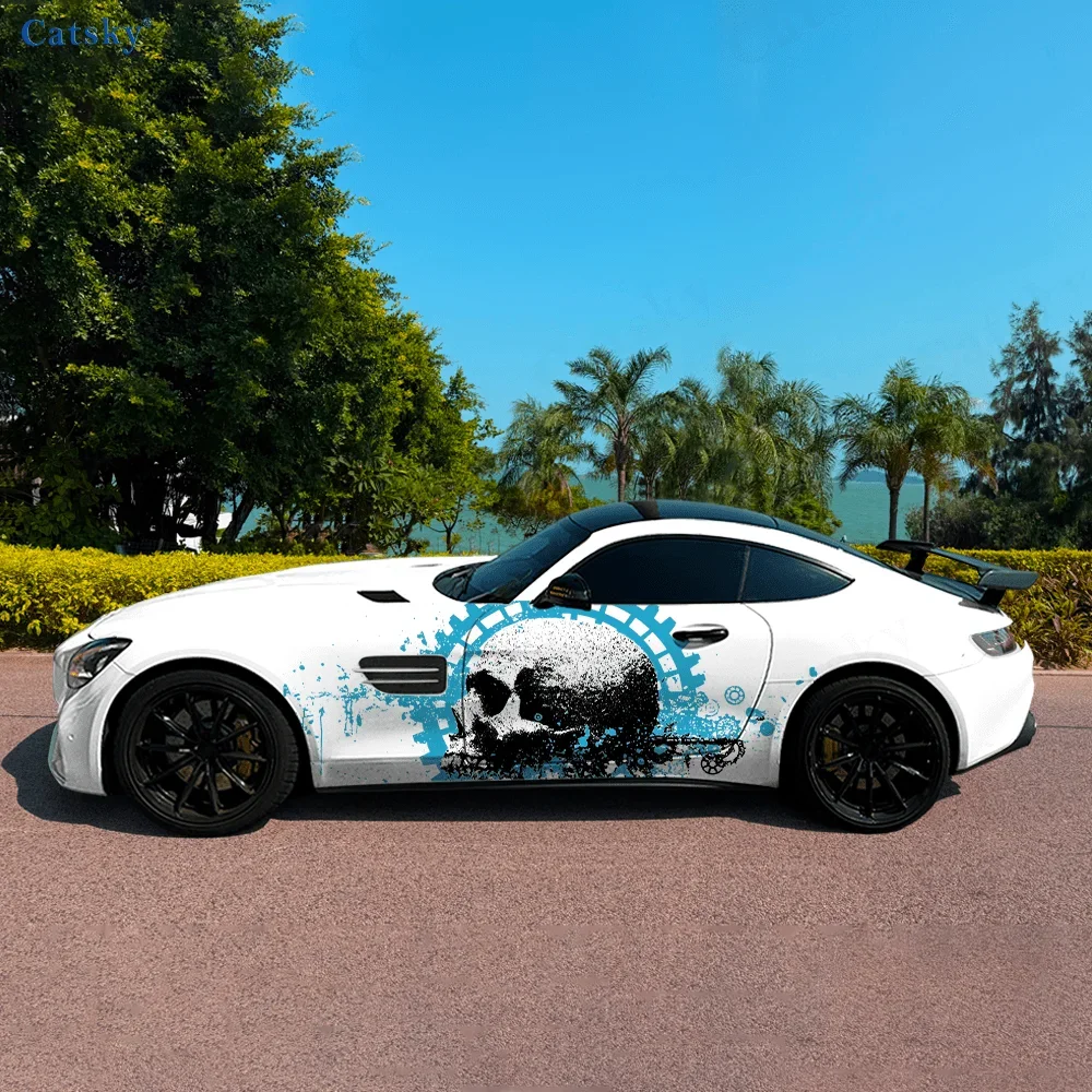 

Side Skull Colored Halo Car Side Sticker Decoration,PVC Waterproof Scratch Resistant Decal,Car Protection,Auto Accessories Gift