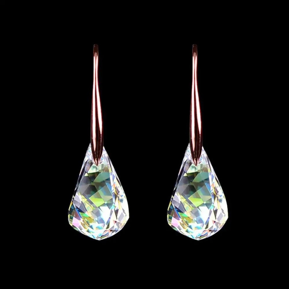 New Vintage Personality Long Dangle Earrings for Women Girls Fashion Rose Gold Color Water Drop Zircon Earrings Jewelry Gifts