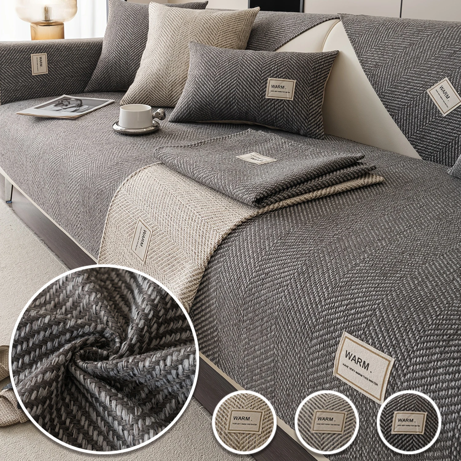 

Cotton Linen Sofa Cover Simple Solid Color Non-Slip Dustproof Living Room Decoration Sofa Cushion Backrest Armrest Protect Towel