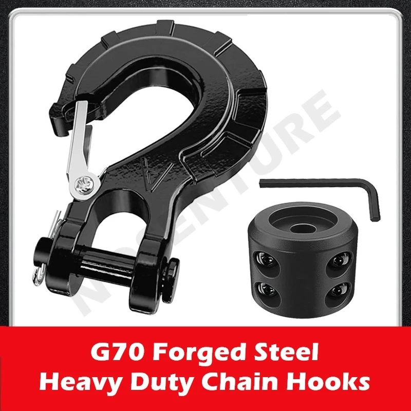 Forged Trailer Hook Winch Stopper Clevis Slip Hook with Safety Latch 3/8