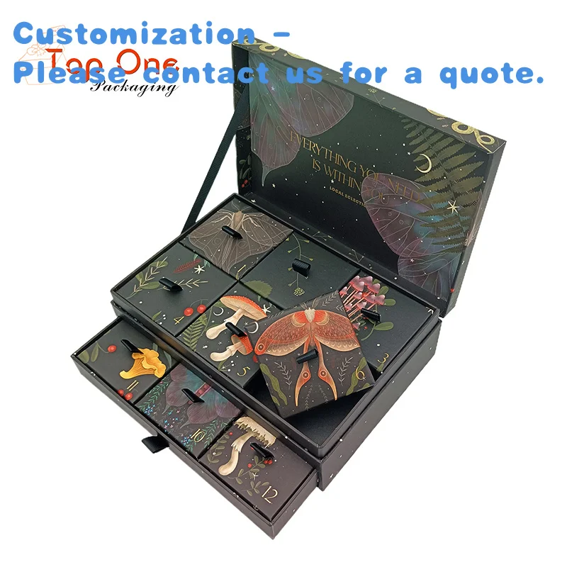 custom.Custom Cosmetic Advent Calendar With Flip Lid Luxury Makeup Advent Calendar 12 Cardboard Box Jewelry