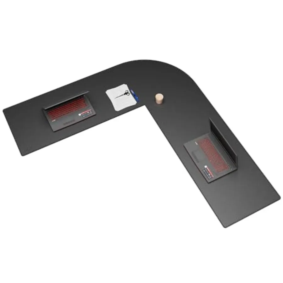 66.9" x 61.8" x 19.7" Black PU Leather L Shaped Desk Pad Blotter 67-inch Large Corner Computer Table Mat for Home Office Worksp