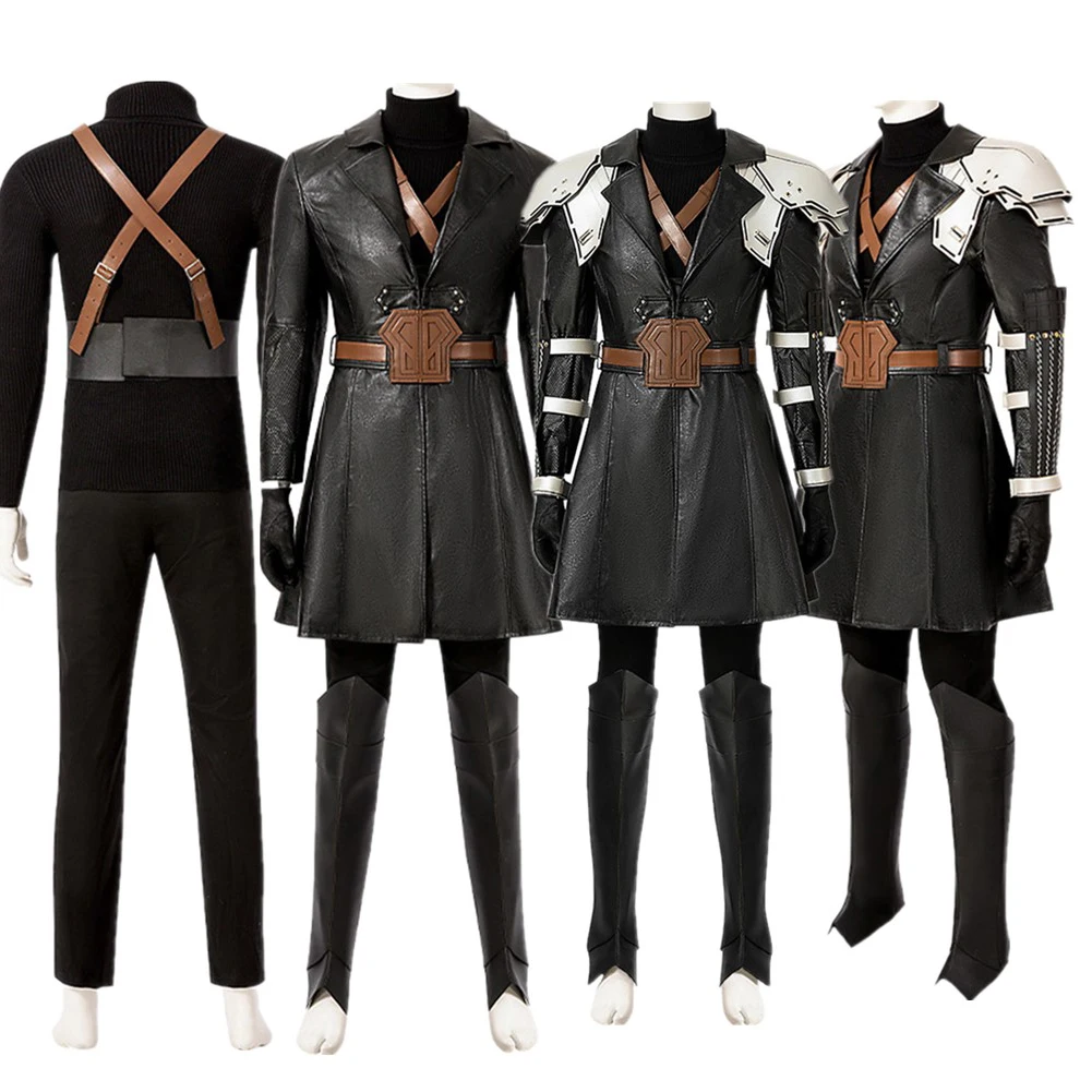 Adult Final Cos Sephiroth Cosplay Costume Fantasy Men Uniform Top Pants Belt Outfits Halloween Carnival Party Suit