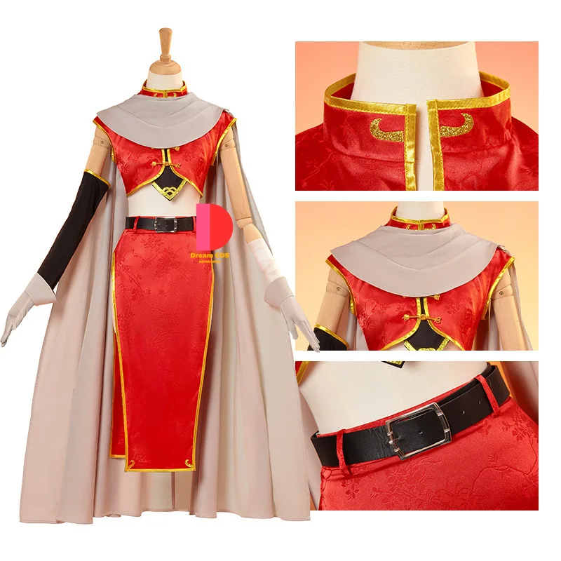 

Kagura Everyday Clothing Fabric Cosplay Costume Two-dimensional Two Years Later Game - Licensed Red and Slim-fit Dress