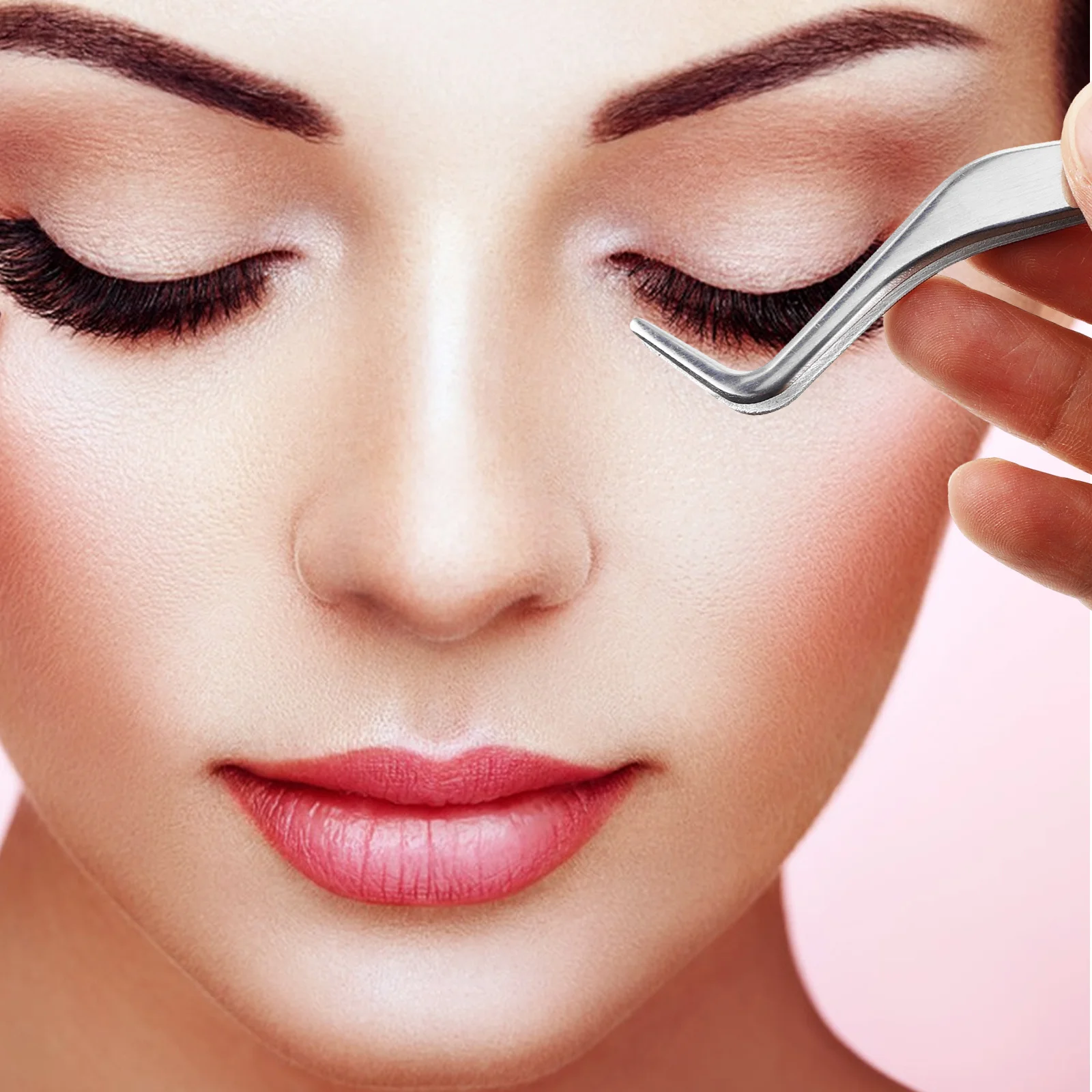 Eyelash Tweezers Stainless Curved Serrated Tip False Eyelash Extension Applicator Tool Makeup Lash Cluster Tool