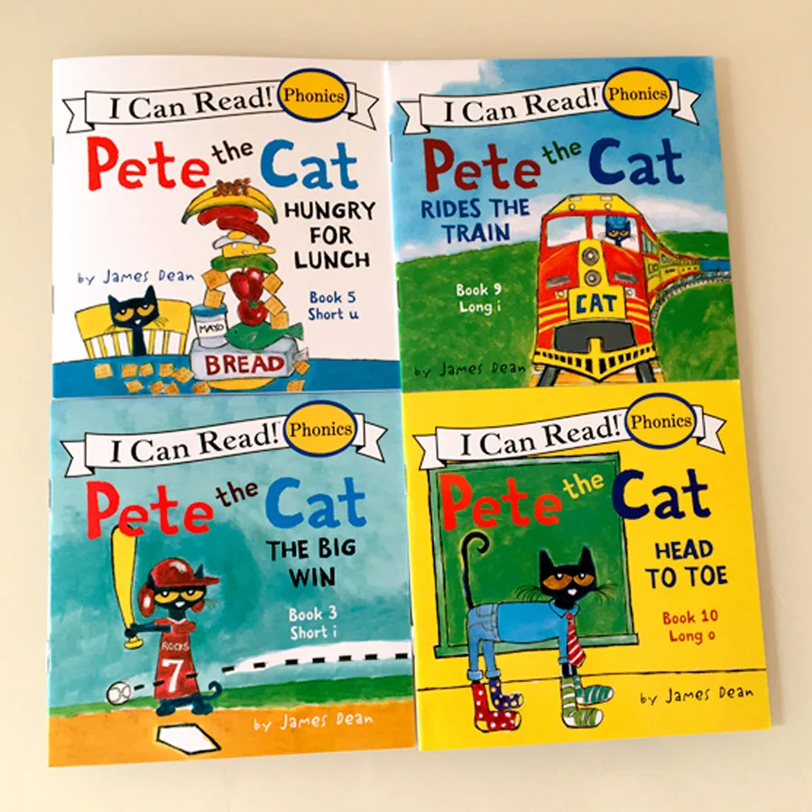 12 Small Hand Kids English Books Portable Pete Cat Picture Books Famous Stories English Stories Learning Children\'s Reading Game