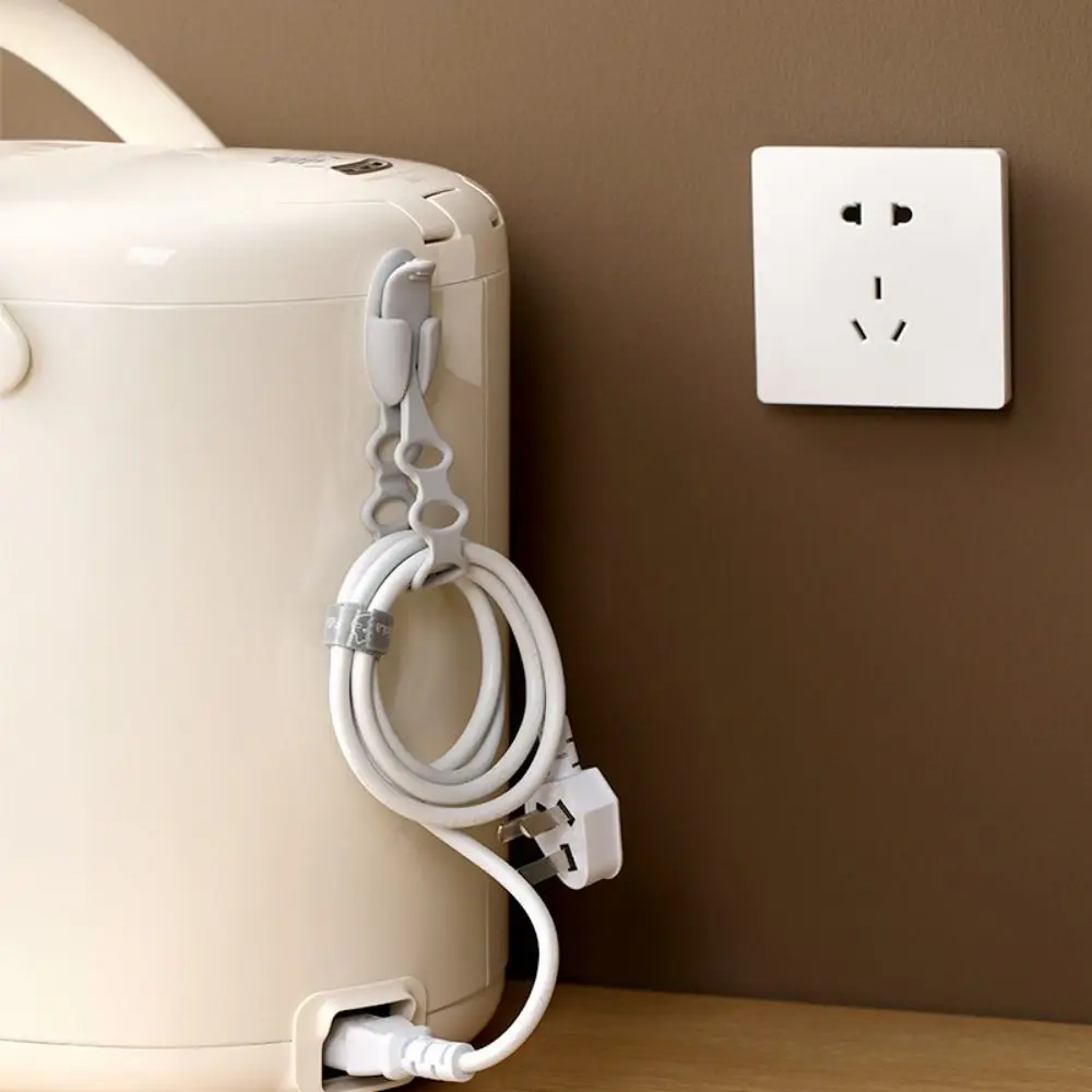 

3Pcs Silicone Extension Cord Holders Grey Flexible Charger Cable Management Self Adhesive Data Cable Organizer Desk