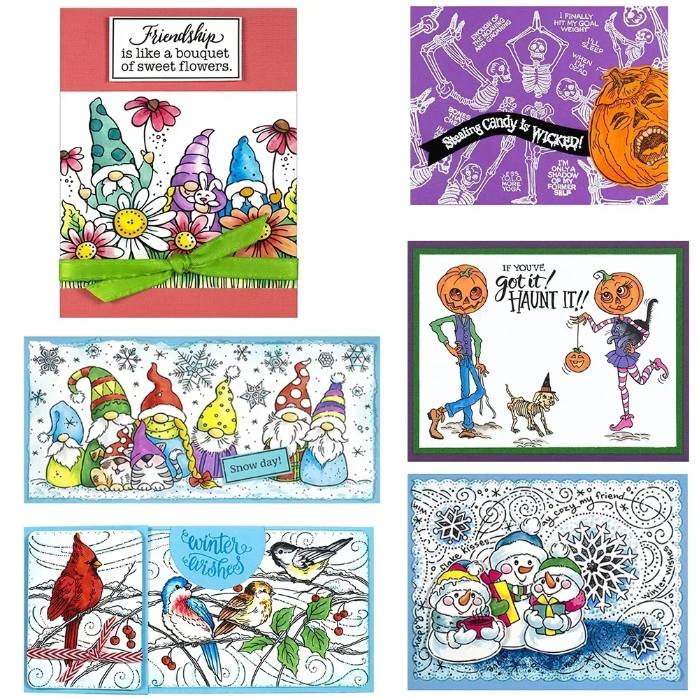Weihnachten und Halloween Klare Stempel Vögel Schneeflocke Kürbis Stempel Set für DIY Scrapbooking Kartenherstellung Dekoration Handwerk Neu