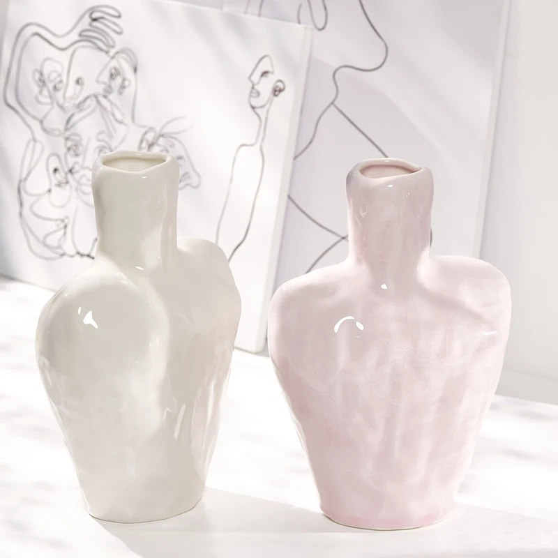 

Shumen Ins Human Body Ice Crack Creative Ceramic Dry Flower Vase - Nordic Home Decoration for Living Room, Guesthouse, Decorativ