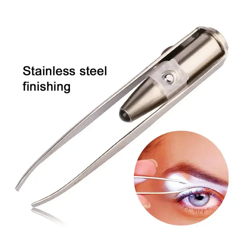 1 Pcs Led Eyebrow Tweezers Stainless Steel Face Eyebrow Design Eyelashes Remover Tools Light Eyelash Tweezers Beauty Makeup