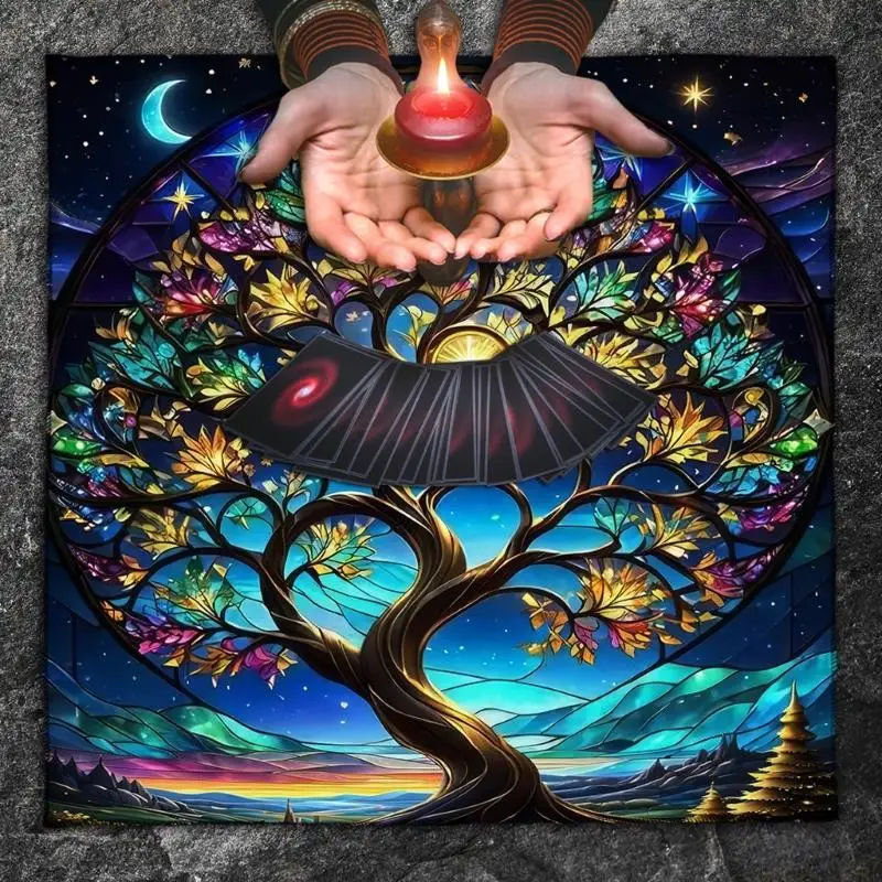 

U2JB Скатерть Таро, крышка для стола для гадания, ткань для алтаря, коврик для настольной игры, квадратная форма, скатерть для 3