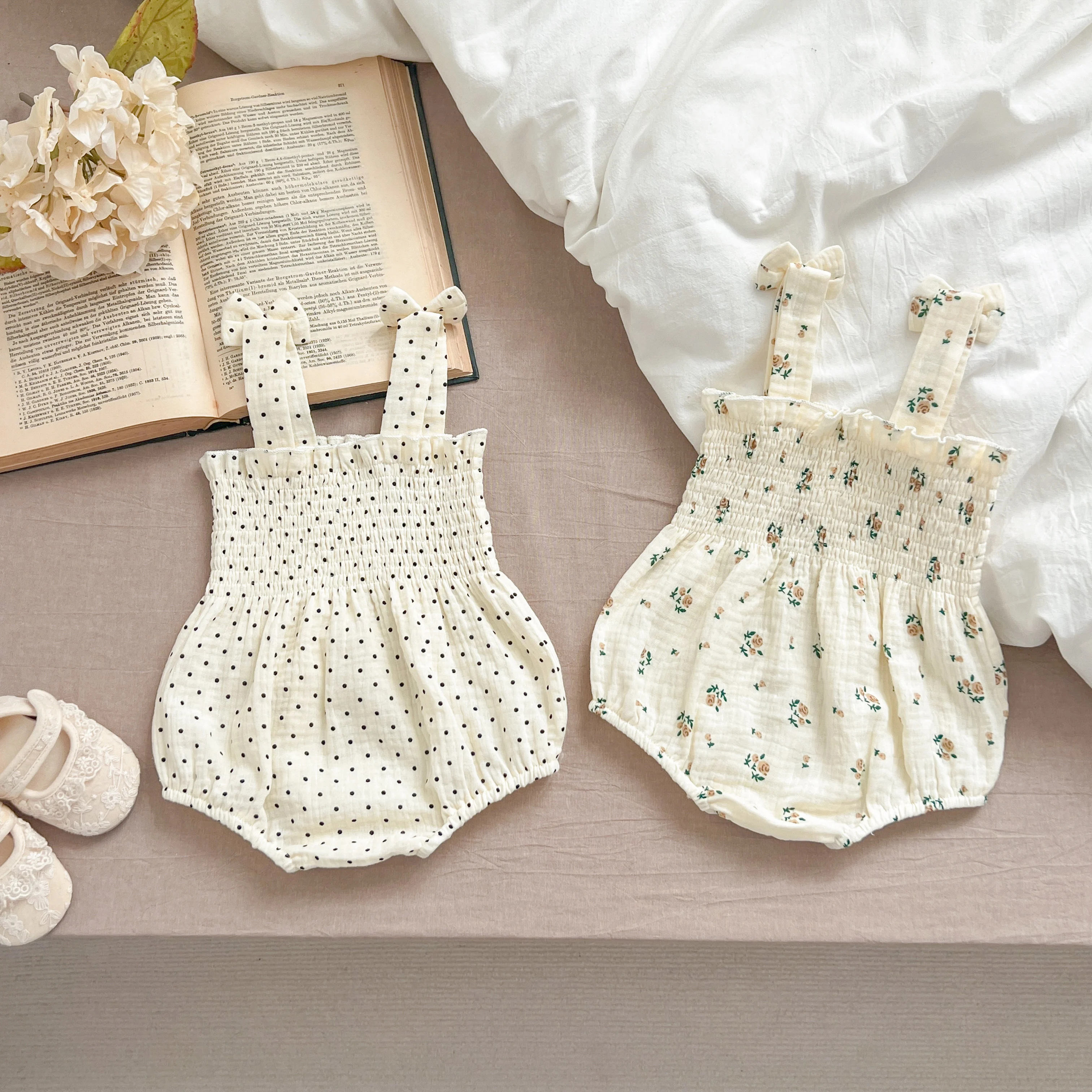 Sommer Outfit Kinder Baby Kleidung Baumwolle Ärmellose Strampler Neugeborene Mädchen Kleidung Kleinkinder Blume Bogen Kinder einteiliges Bodys – Detail 9