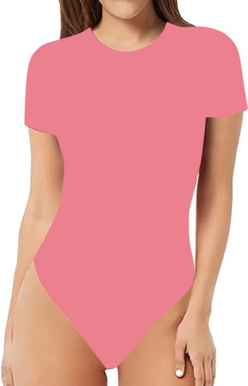 Camiseta feminina de manga curta com gola redonda, macacão básico, sexy apertado, macacão fino de festa, macacão casual de rua, moda