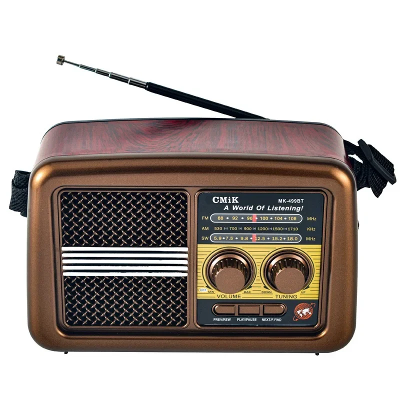 

MK-499BT Retro Portable FM AM SW Multi-band Radio with Flashlight Multifunctional BT Speaker Wireless Card USB Drive for Elderly