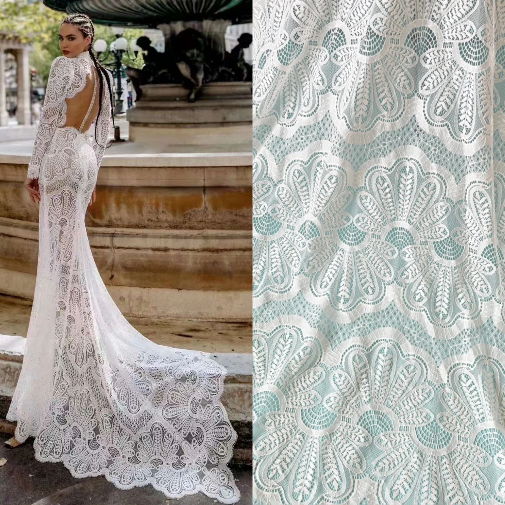 

Good Quality Off White Color in Stock Eyelash Lace Fabric Dress Sewing Material 150CM Wide Hollow Out Lace DIY Home Lace 3M