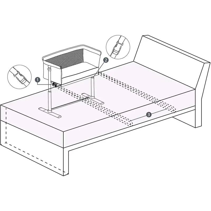 High quality baby bed thick metal pipe baby crib Height ajsutable baby bassinet