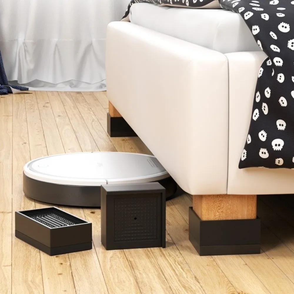 

4pcs Black Furniture Leg Pad L Shape Shock Absorption Height Increasing Pad Wear-resistant Moisture-proof Furniture Riser Desk