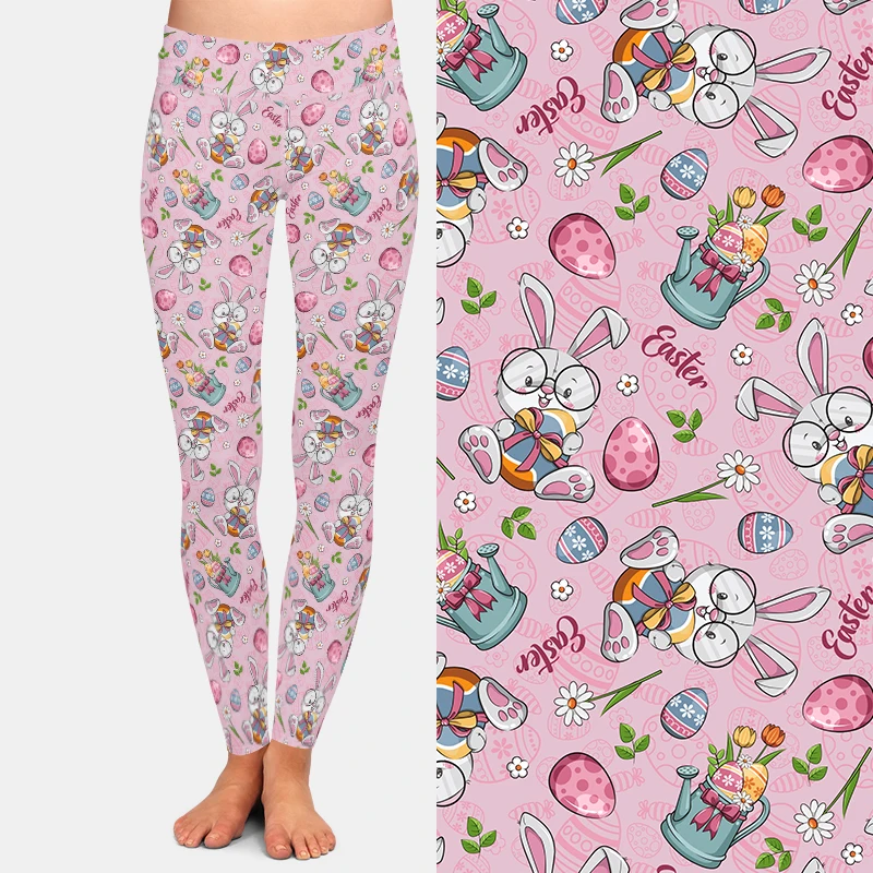 LETSFIND-Legging fitness taille haute pour femme, pantalon slim, imprimé lapin et œufs de Pâques mignons, Joyeuses Pâques, Printemps, Nouveau, 2024